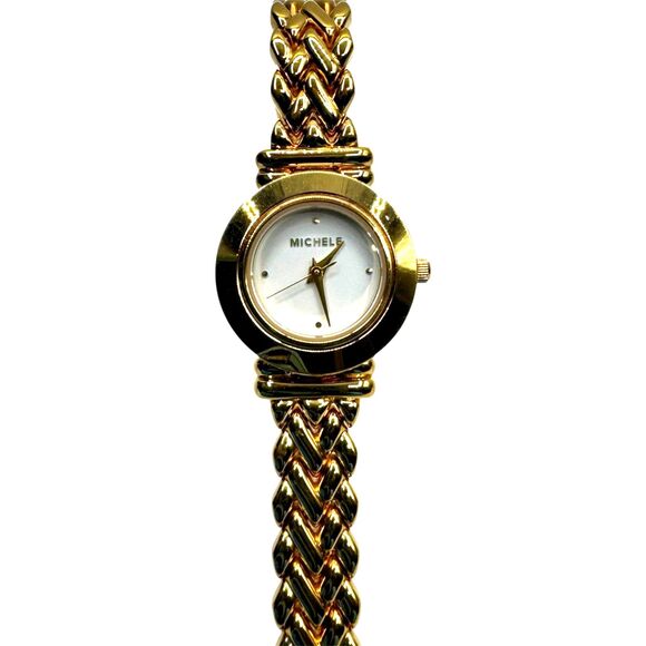 Michele 72-202-G Interchangeable 5-Bezel Watch Set Gold Bracelet and Straps - Picture 4 of 16